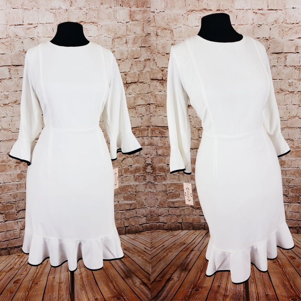 Annette Lepore black & cream ruffle dress